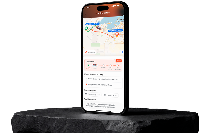 TopRides app on a phone podium