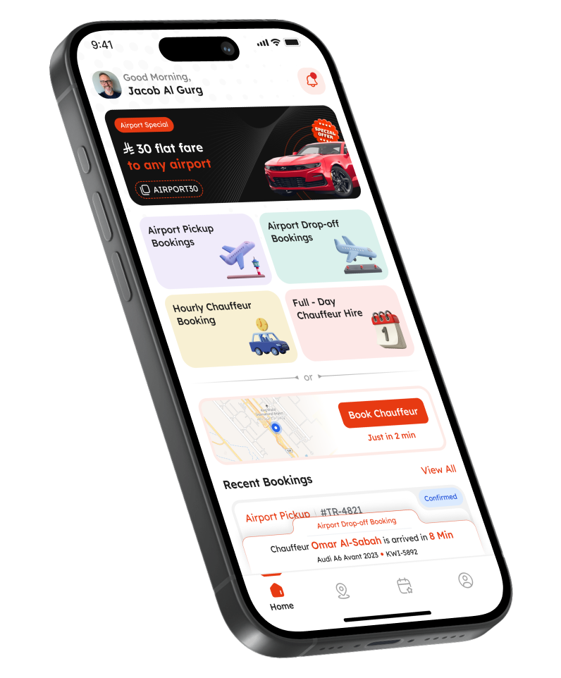 TopRides app on a tilted phone